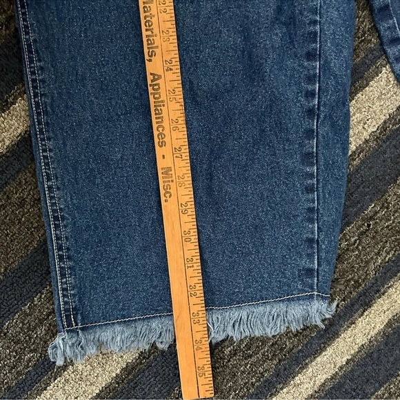 Scrap Work Country Clothing XL Denim Overalls Cropped Fringe Hearts RARE Cottage - Picture 13 of 14